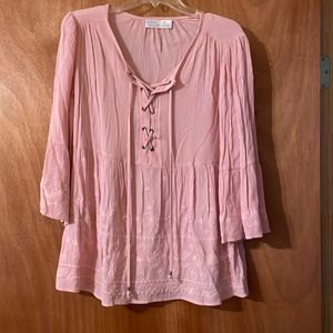 🎉3 for $30🎉 Time and True Dusty Rose Top with 3/4 bell sleeves (NB Rebecca)